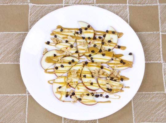 Snacks that start with N - Nutty Butter Apple Nachos