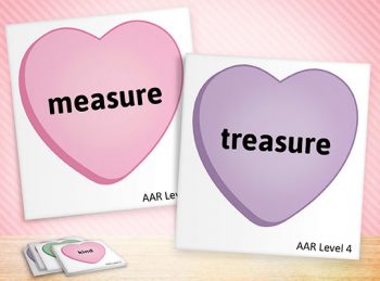 pink and purple rhyming heart cards
