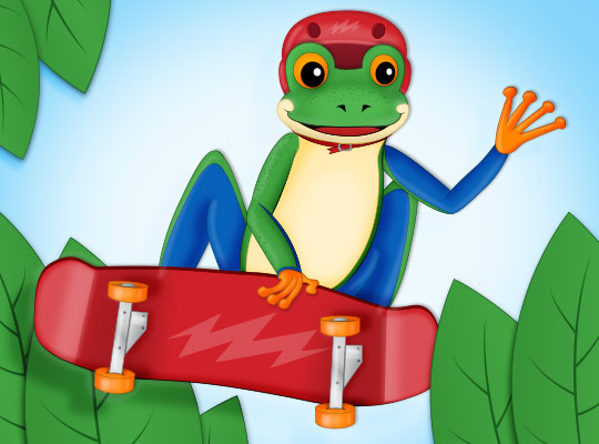 tree frog on a skate board