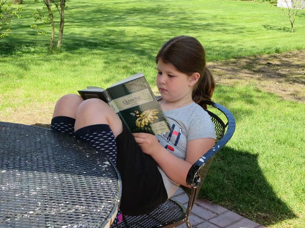 Child reading from an All About Reading Level 3 reader