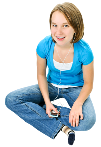 Girl listening to audio books from Learning Ally