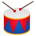 A red and blue drum