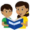 mom and child buddy reading