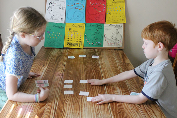 children playing rhyming activity