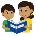 Mother and son buddy reading together