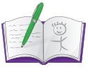 Open book with pen and illustration