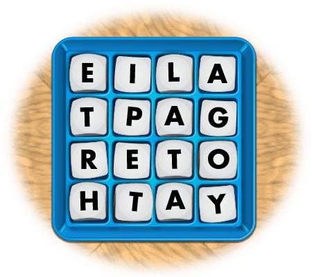boggle game board with letters