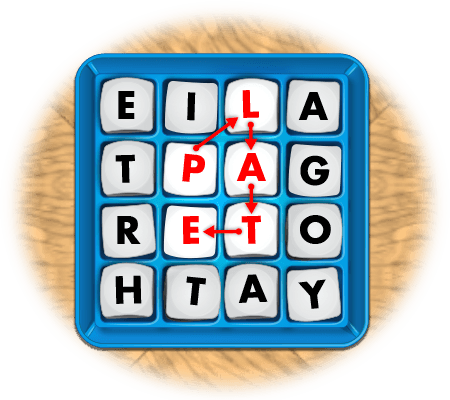 boggle game showing 5-letter word