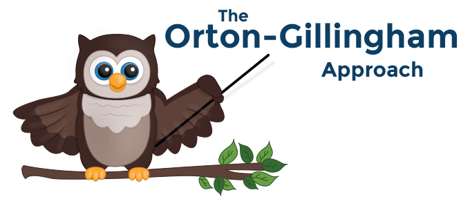 Owl pointing to the words "The Orton-Gillingham Approach"