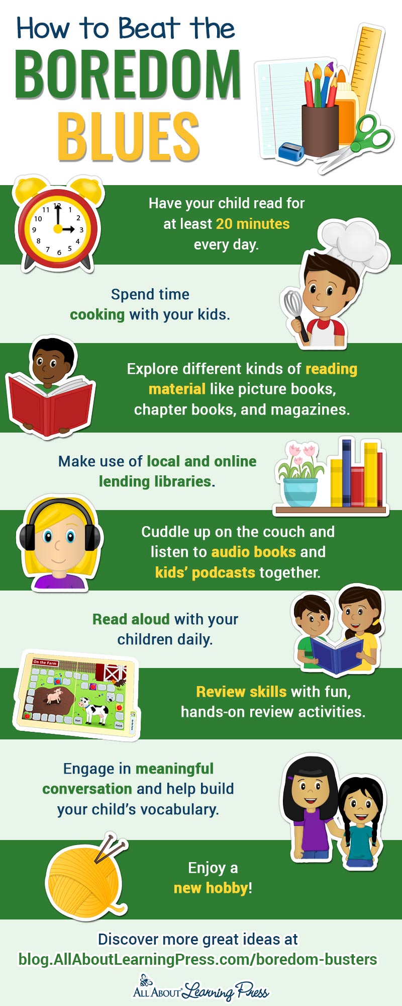 infographic with summer slide activities