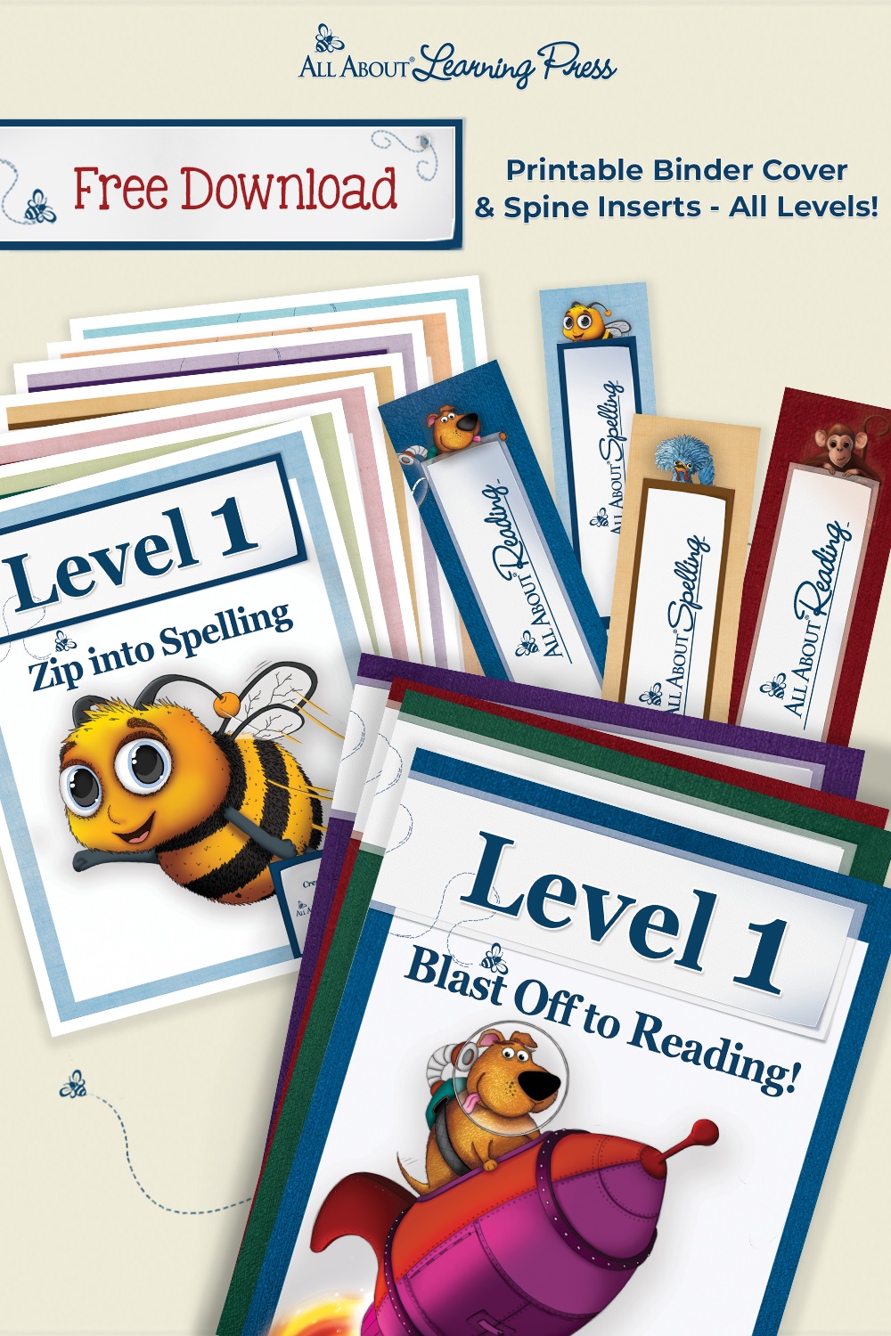 Free binder spine cover inserts for all about reading and all about